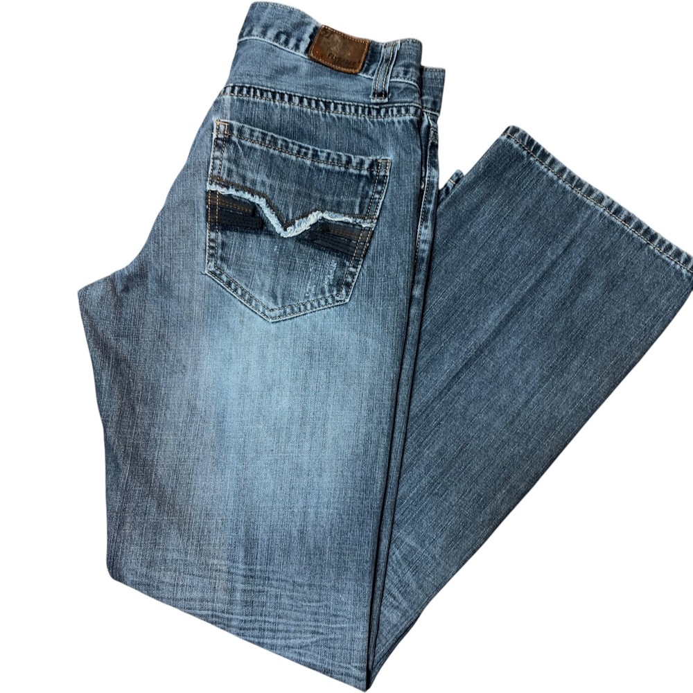 Flypaper Mens Bootcut Jeans Medium Wash Distressed Denim 32x30 (Tag 29x32)